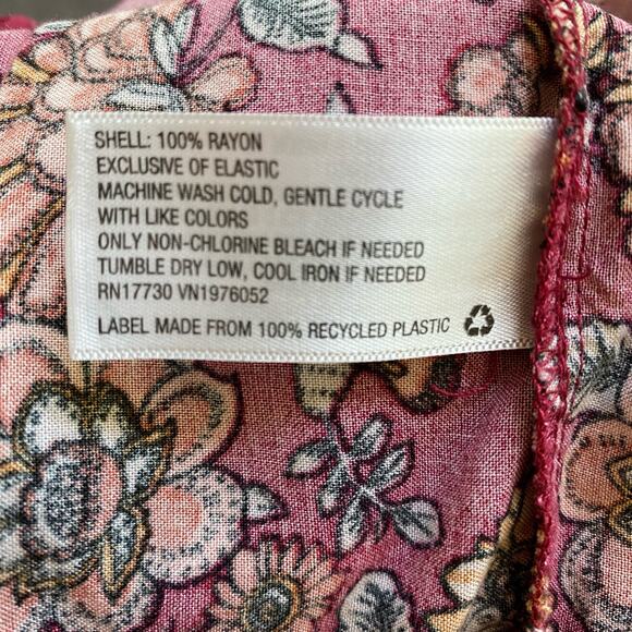 Xhilaration Floral Faux Wrap Maxi Dress Women Size S Red Cottagecore Ruffle Boho - Picture 11 of 11